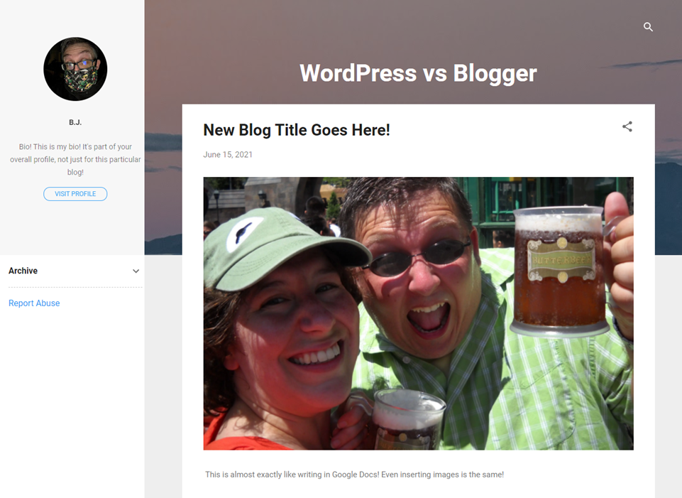 wordpress vs blogger post appearance
