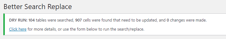 search and replace results report