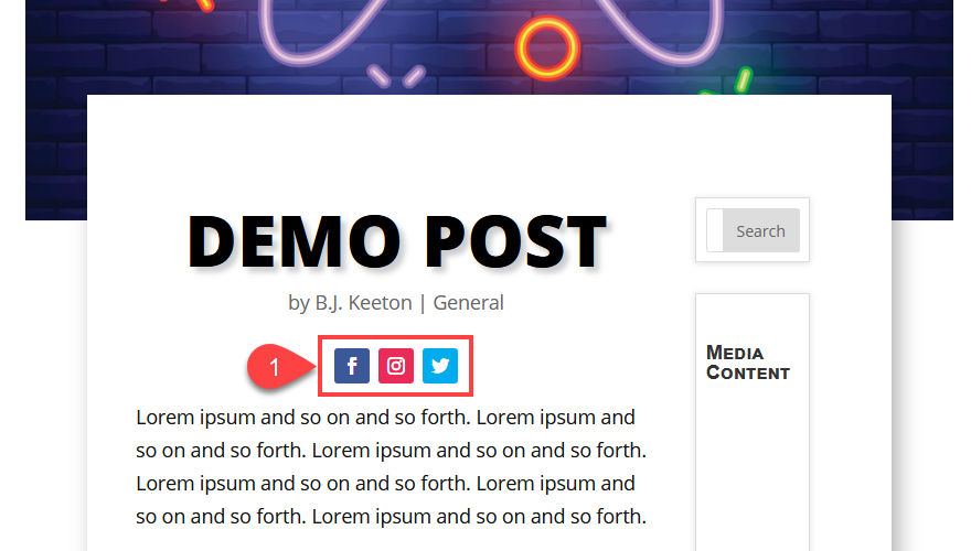 icons above post content