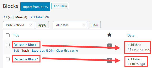 WordPress Reusable Blocks