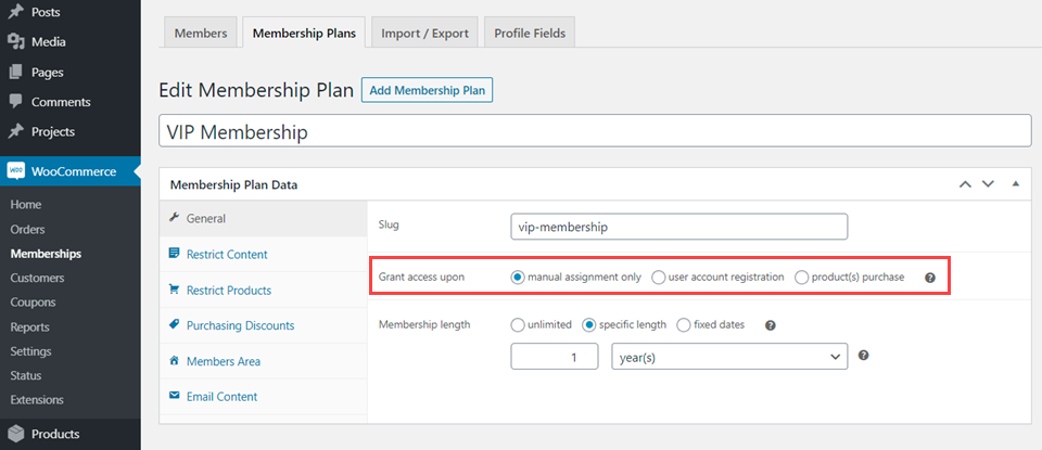 membership setup