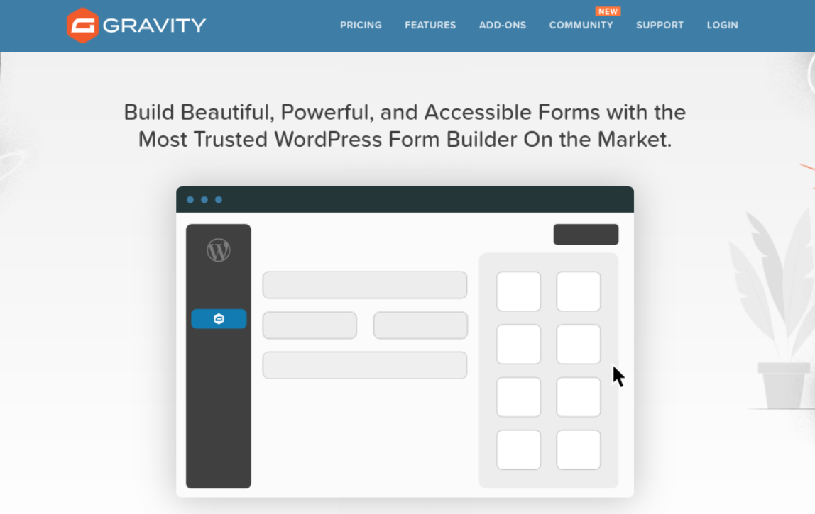 The Gravity Forms website.
