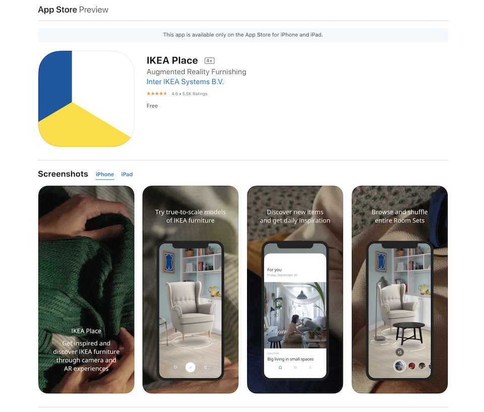 IKEA uses one of the latest tech trends in its Place AR app.