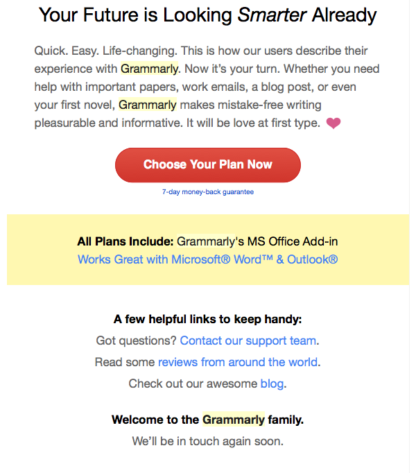 Grammarly Abandoned Cart Email