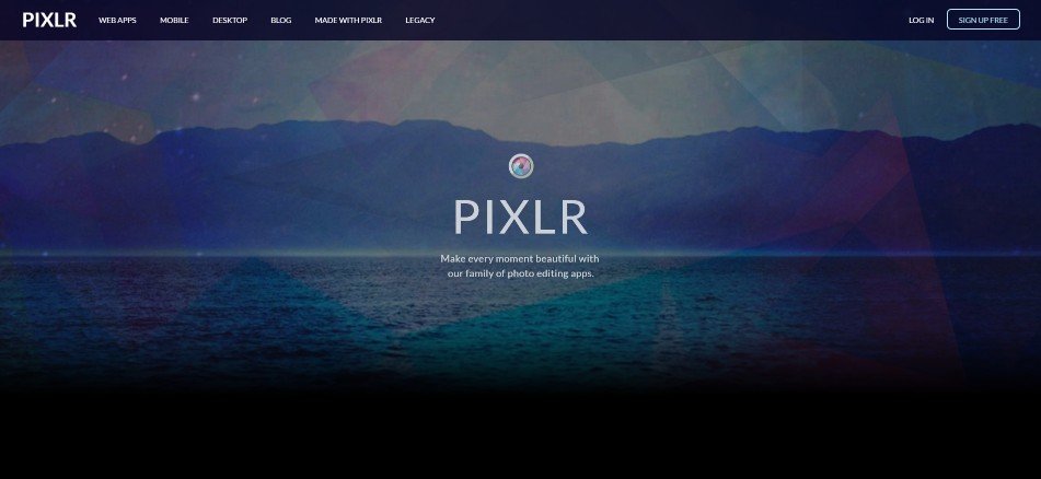 The Pixlr home page.