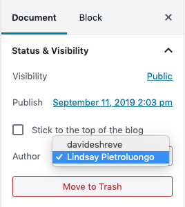 wordpress change author