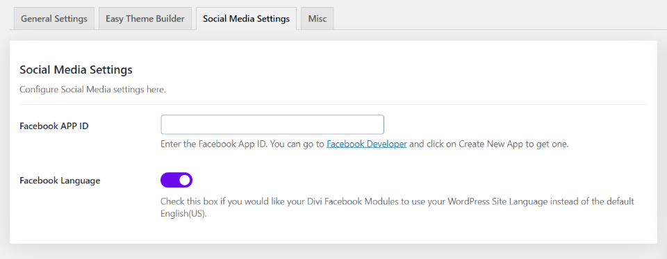 Social Media Settings