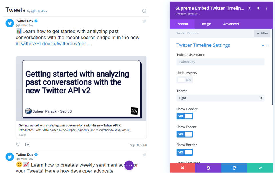 Supreme Embedded Twitter Timeline