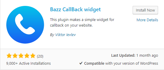 The Bazz CallBack Widget plugin.