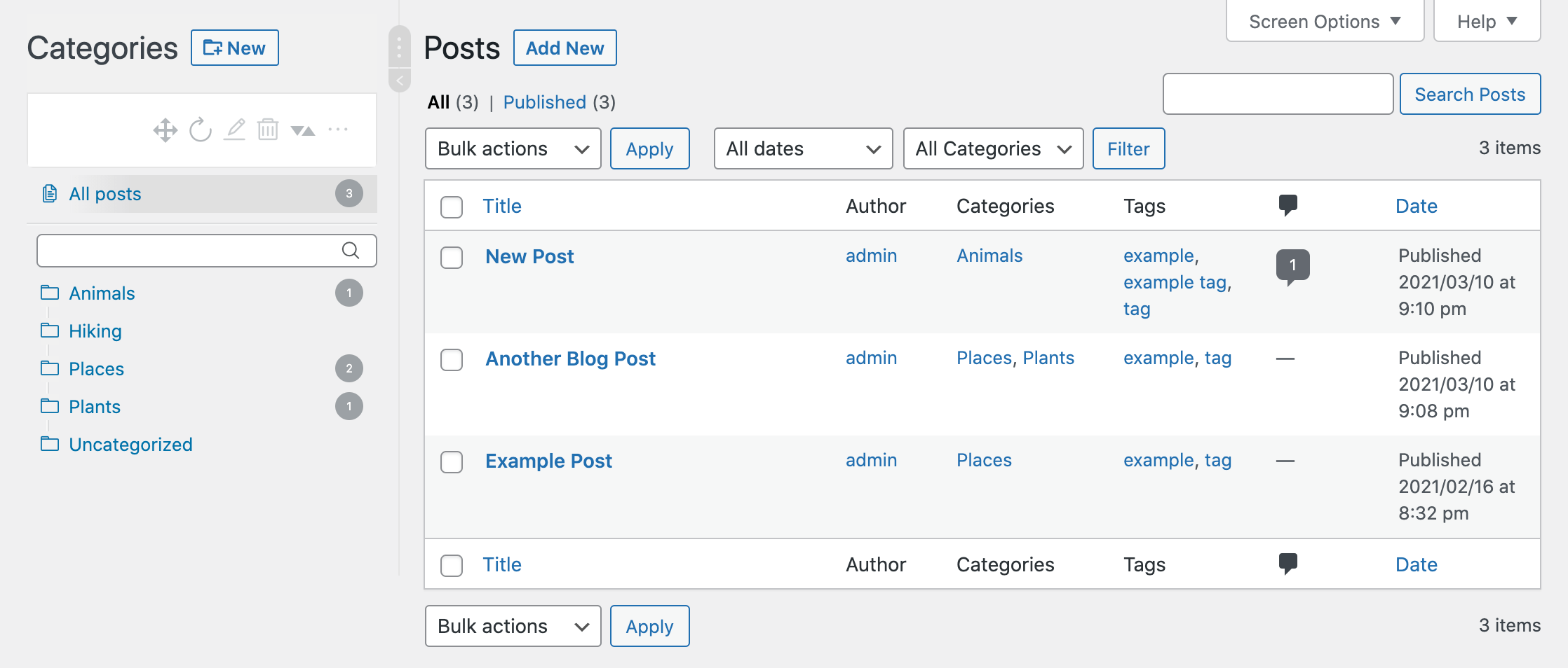 The WordPress Real Category Management file system.
