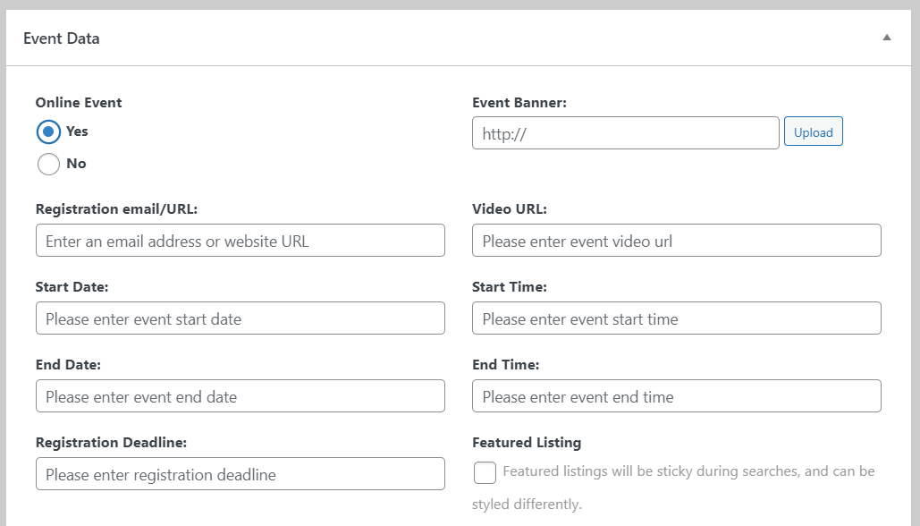 Enabling users to submit events for your calendar