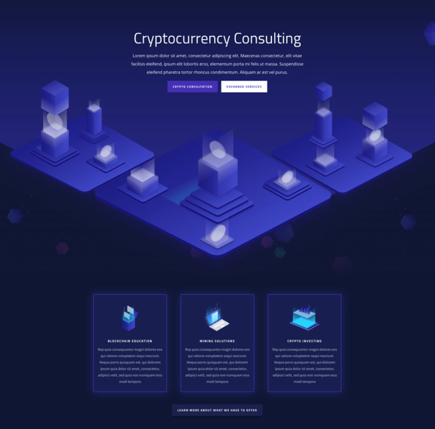 cryptocurrency Divi symmetry layout