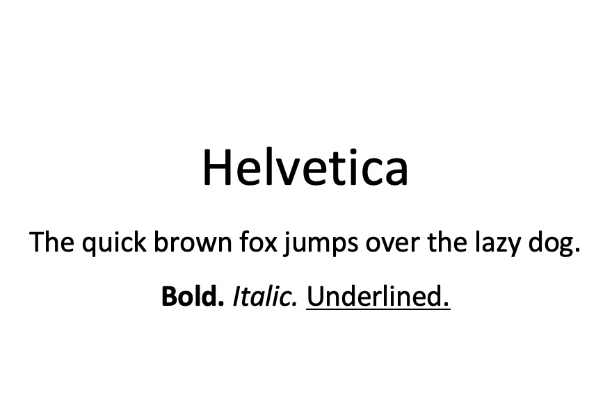 An example of the Helvetica font.