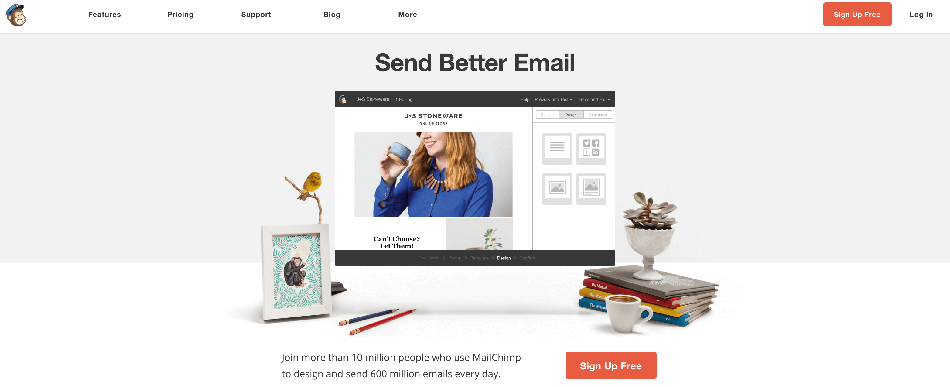 A screenshot of the Mailchimp homepage.