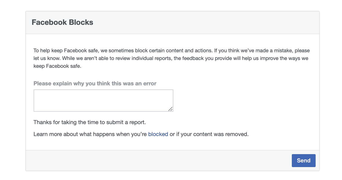 The Sharing Debugger tool help form.