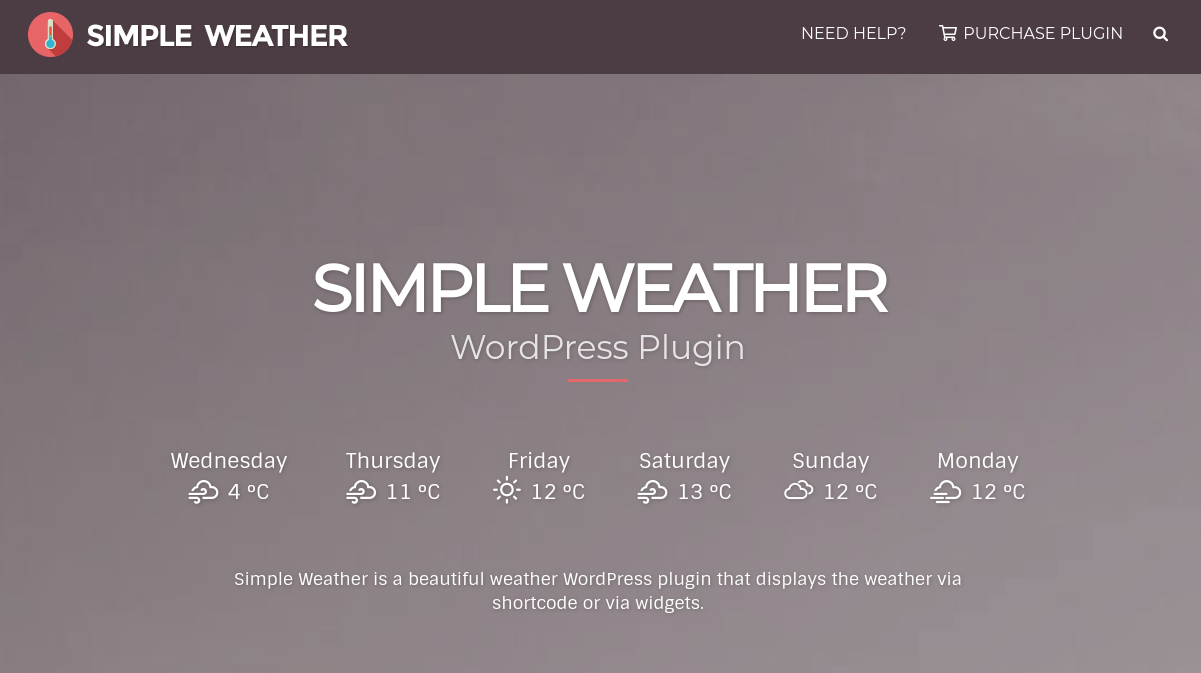 The Simple Weather WordPress plugin.