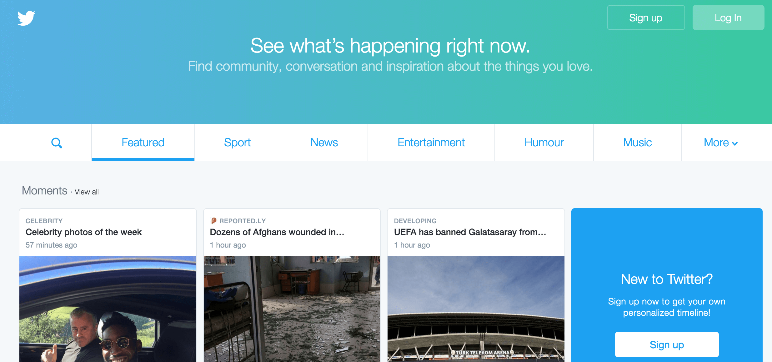 A screenshot of the Twitter homepage.