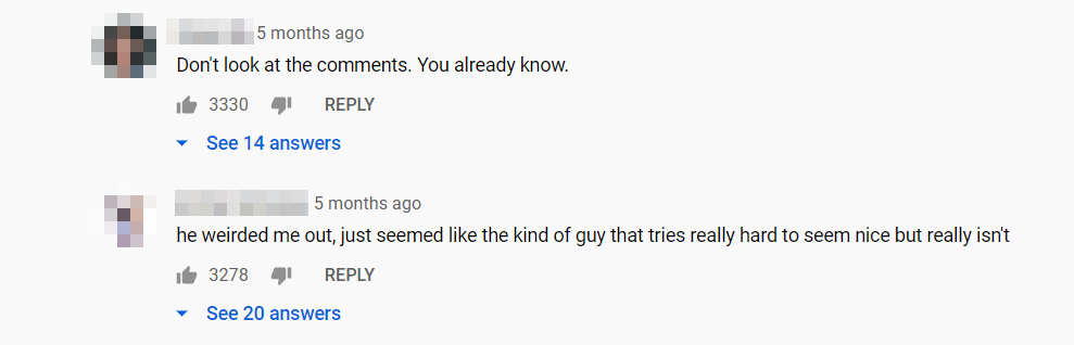 An example of a YouTube comments section.