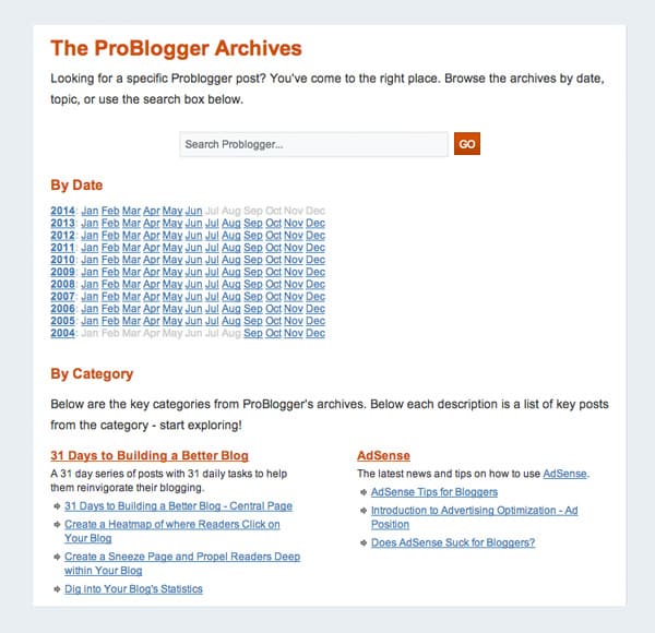 An Example of an Archives Page