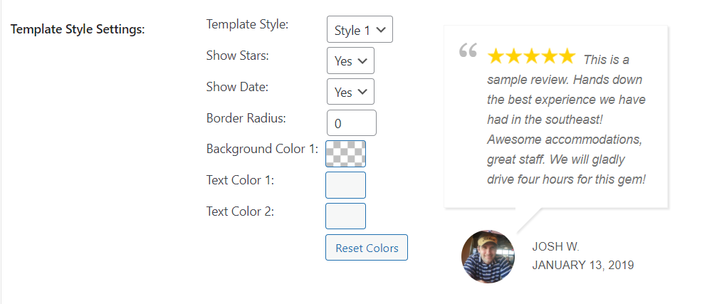 Customizing your review slider's template