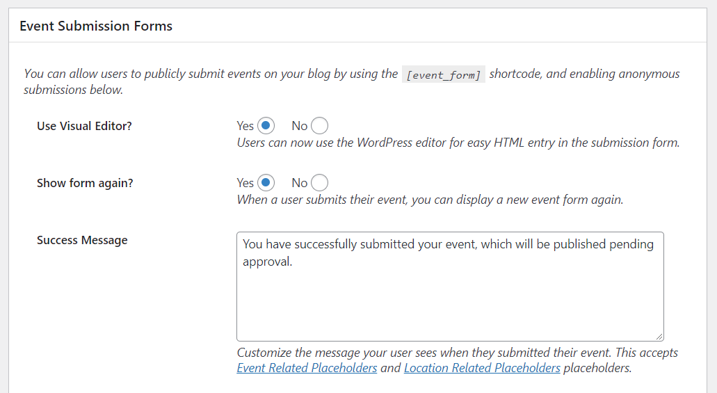 Enabling users to submit events to your calendar