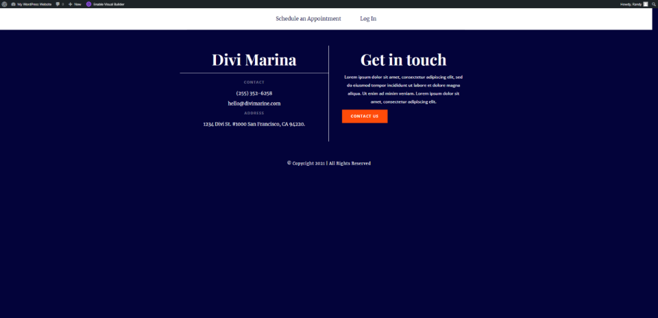 Fullscreen Divi Footer Settings
