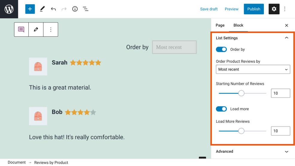 Comment Utiliser Le Bloc WooCommerce "Reviews By Product"