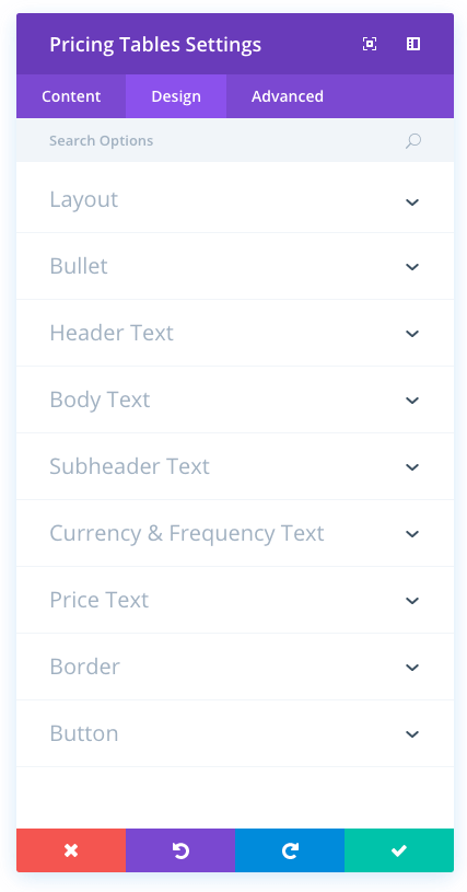 Pricing Tables Module