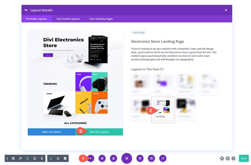 retarget landing page visit with announcement bar in divi