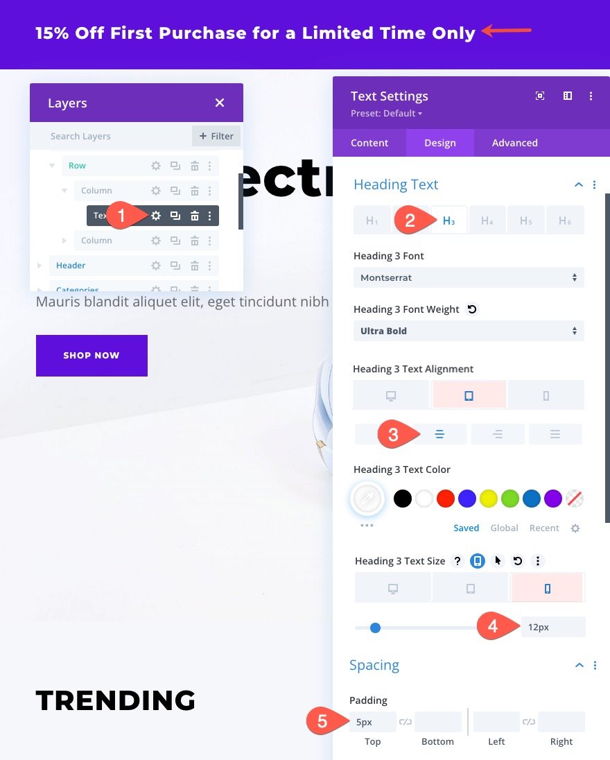 retarget landing page visit with announcement bar in divi