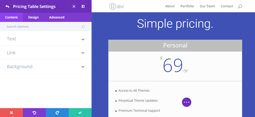 Pricing Tables Module