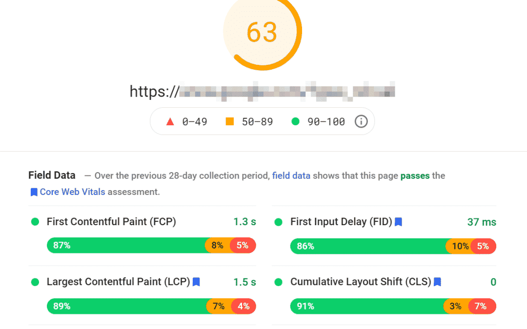 PageSpeed Insights CLS score