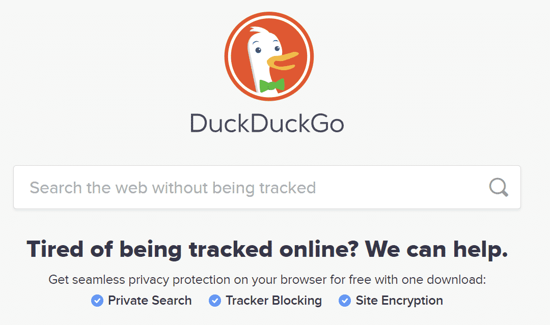 DuckDuckGo homepage