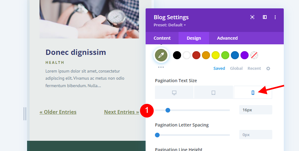 How to Style Pagination Text