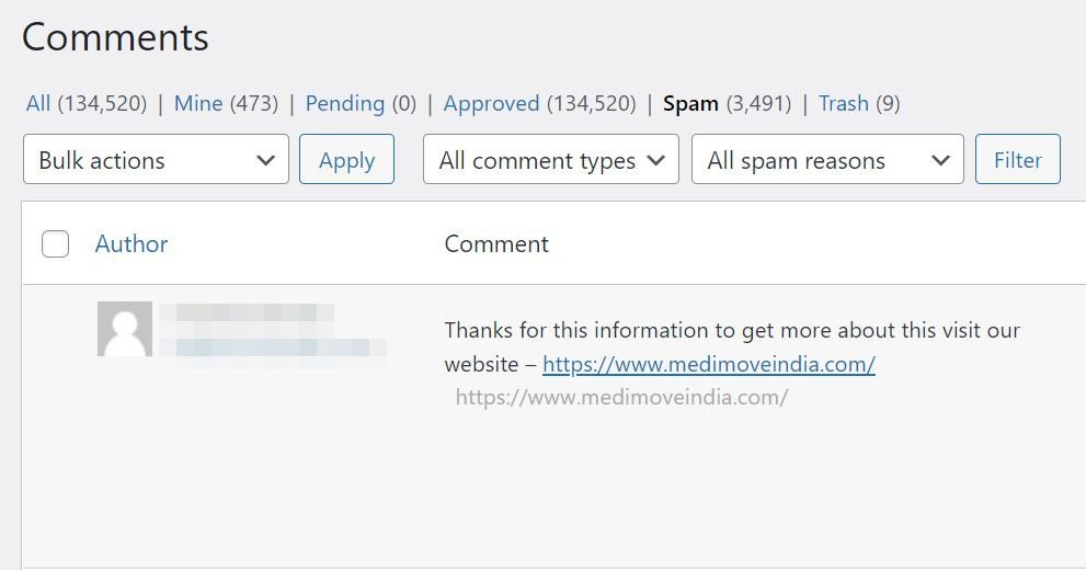 Comment spam is an example of black hat SEO. 