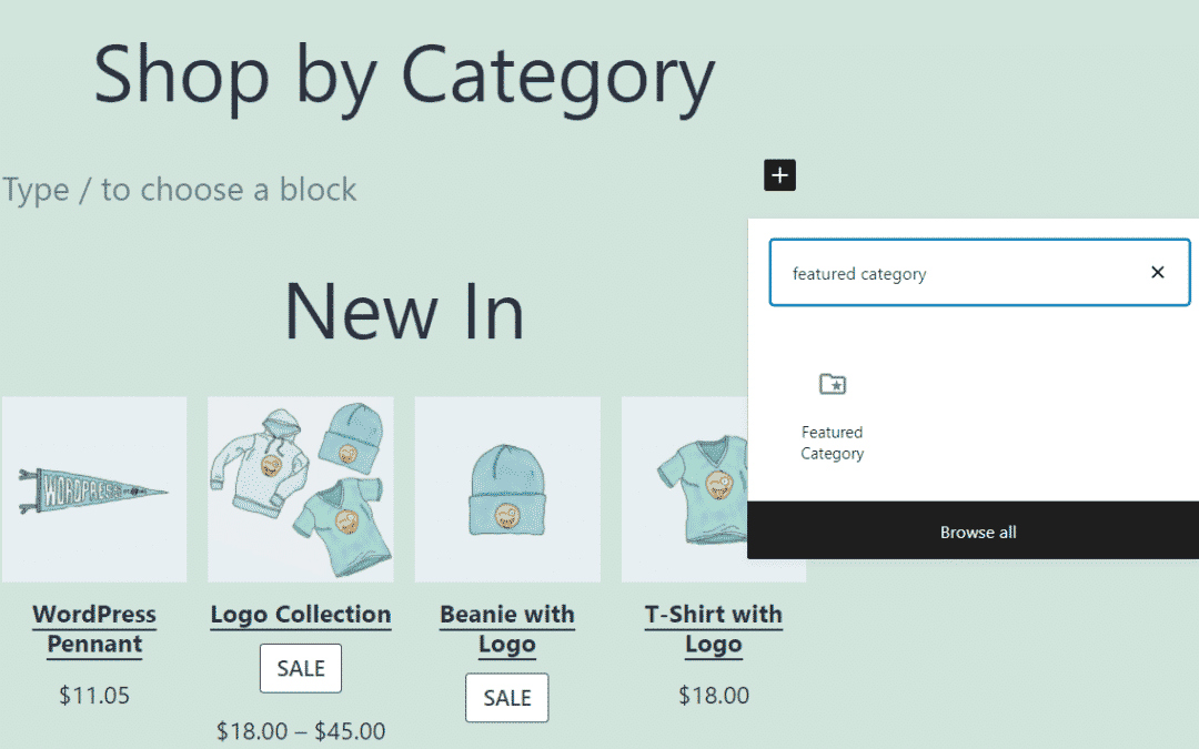 Adding the Featured Category block in WooCommerce