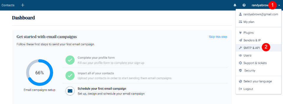 SendinBlue Divi Set up Email Account Example
