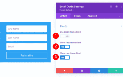 8 possibilités de mise en page intégrées pour le module d’optin d’email de Divi