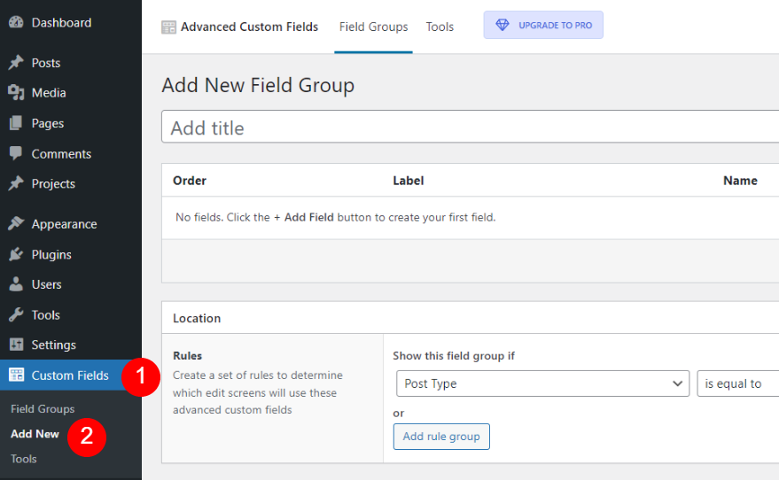 Create a New Field Group