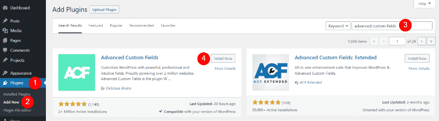 Install Advanced Custom Fields