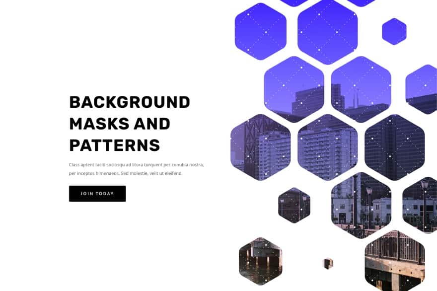 divi background masks and patterns hero section