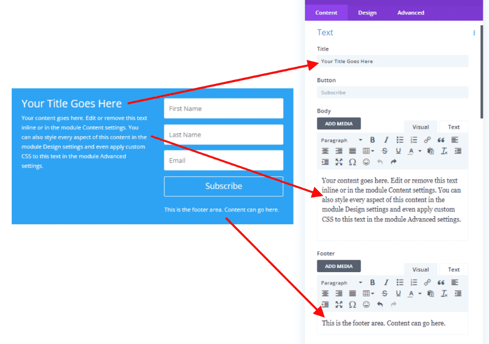 Inline Email Optin Module Content Elements