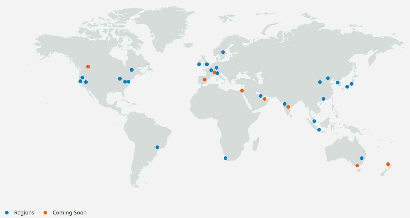 A map of the AWS global infrastructure.