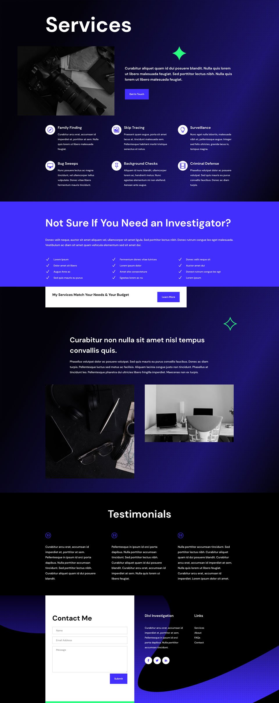 Get a FREE Private Investigator Layout Pack for Divi