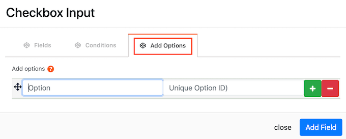 Creating a multi-choice option