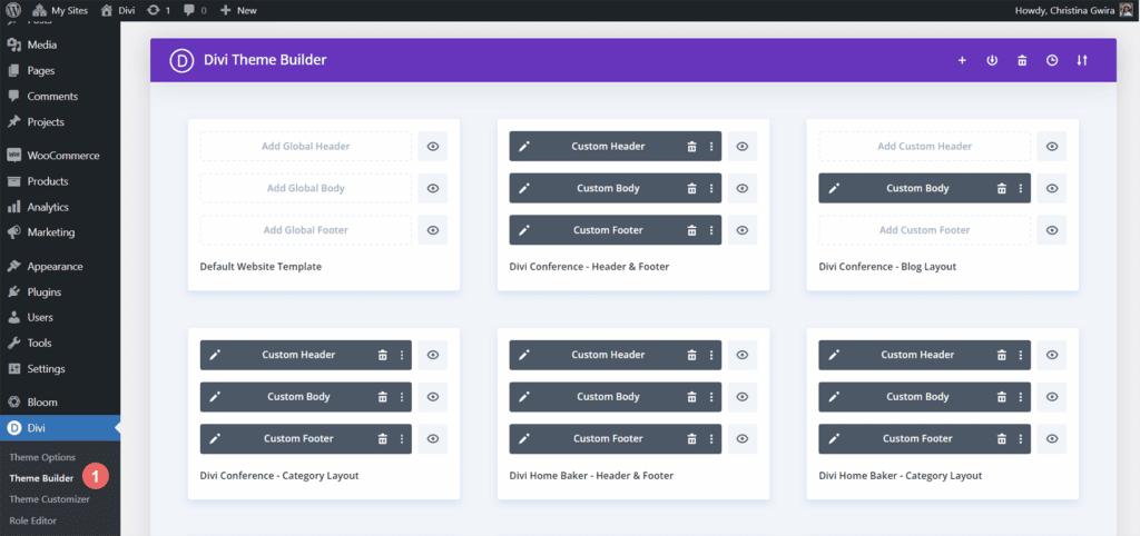 Navigate to Divi Theme Builder