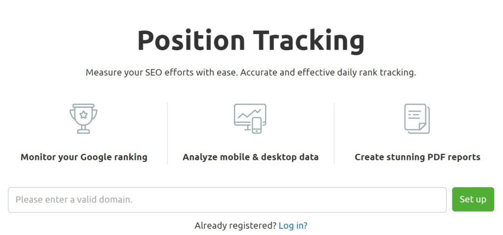 Semrush Position Tracking tool.