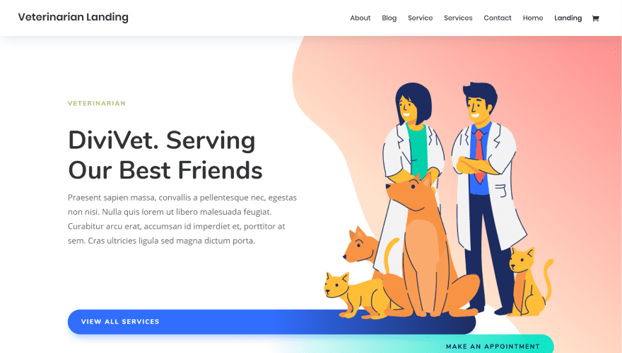 9 Divi Layouts for Veterinarian Websites