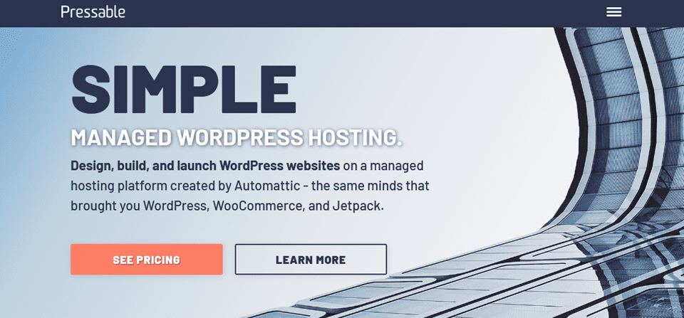 pressable landing page