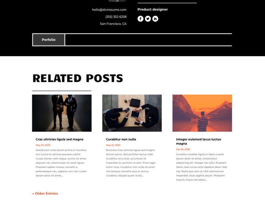 blog post template for Divi's Creative CV Layout Pack